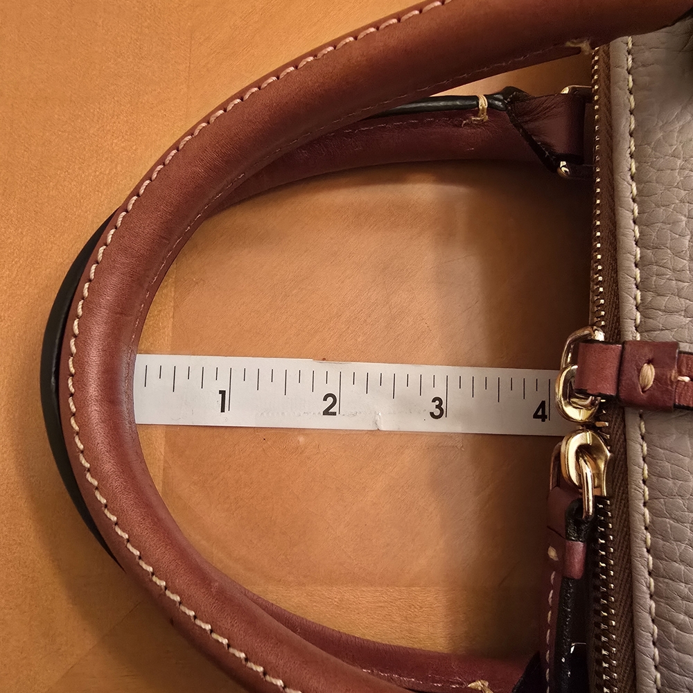 DOONEY & BOURKE Taupe Zip Zip Domed Pebbled Leather Satchel w Strap - Picture 8 of 16